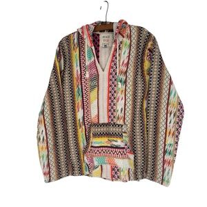 Beach By Exist 100% Cotton Lagenlook Beach Hippie Baja Aztec Stripe Hoodie XL